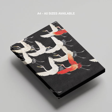 Furisode with a Myriad of Flying Cranes - Framed Canvas Wall Art Print