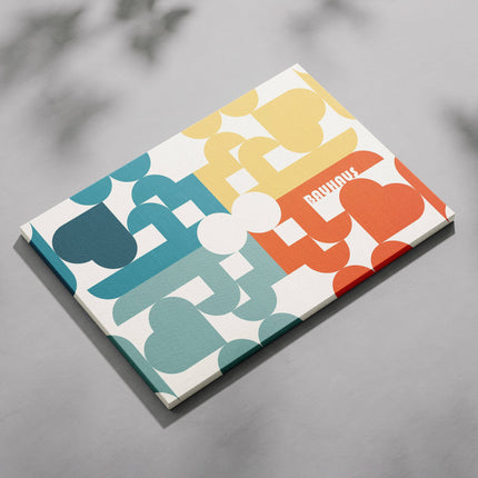 Abstract Bauhaus Bold Geometric Colours - Framed Canvas Wall Art Print