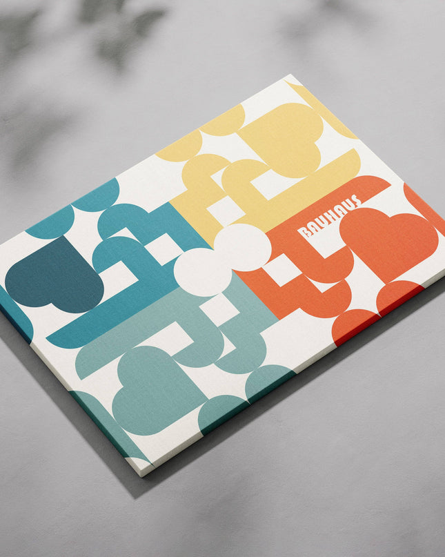 Abstract Bauhaus Bold Geometric Colours - Framed Canvas Wall Art Print