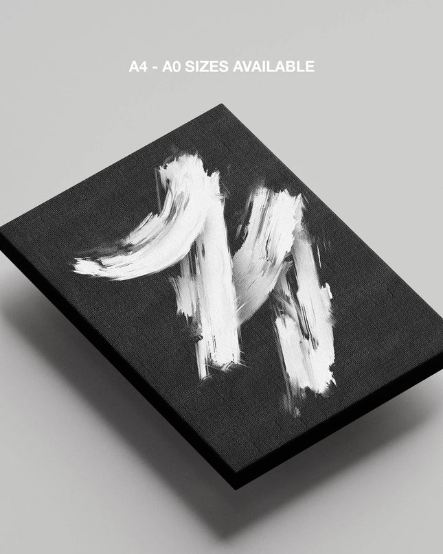 Monochrome Brushstroke Harmony - Framed Canvas Wall Art Print