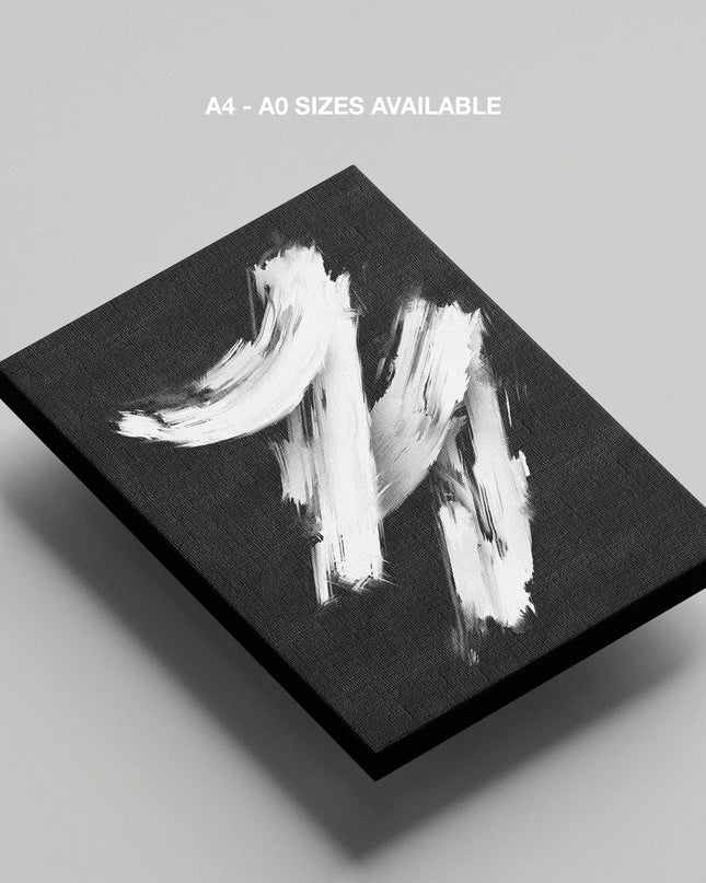 Monochrome Brushstroke Harmony - Framed Canvas Wall Art Print