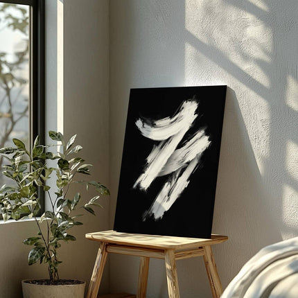 Monochrome Brushstroke Harmony - Framed Canvas Wall Art Print