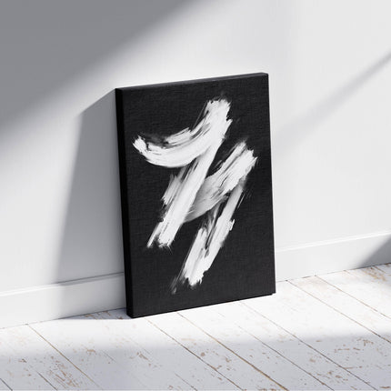 Monochrome Brushstroke Harmony - Framed Canvas Wall Art Print
