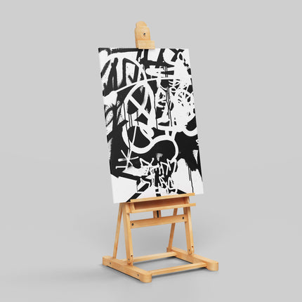 White & Black Punk Graffiti Text - Framed Canvas Wall Art Print